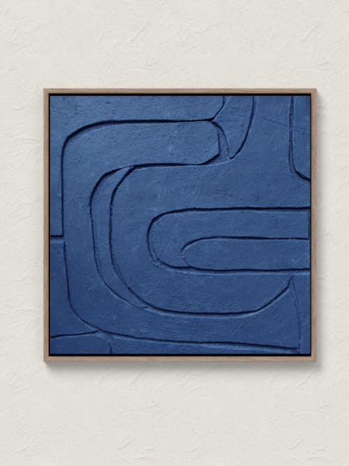 Navy Blue Geometric Wall Art | Mixed Media in Paintings by Berezart