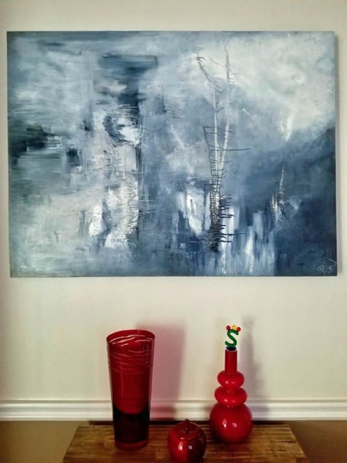 Hidden by the Night Oil l Contemporary Abstract | Paintings by Strokes by Red - Red (Linda Harrison)