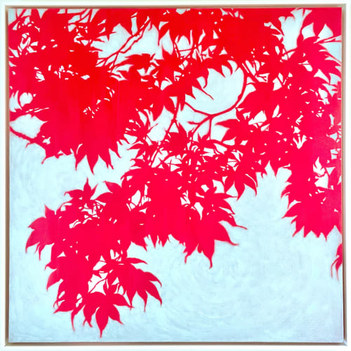 Sunrise Japanese Maple II: Framed to 38 x 38" | Oil And Acrylic Painting in Paintings by Christine So