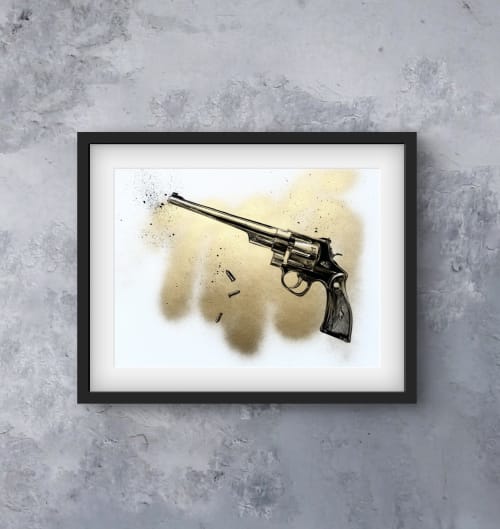Smith & Wesson Gold. Pop art, Dada original painting. | Drawing in Paintings by Oplyart