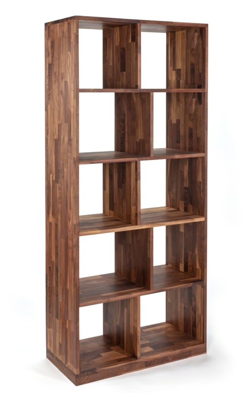 Zuma solid walnut modern high shelving | Storage by Modwerks Furniture Design LLC