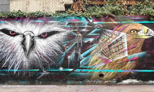Bird and Abstract Study | Street Murals by Max Ehrman (Eon75)