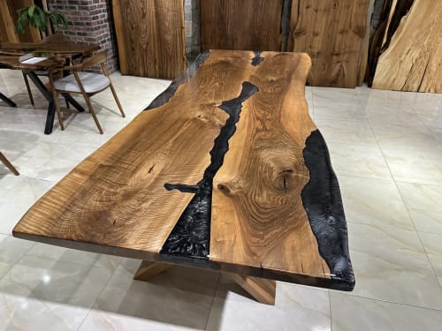 Special Green and Brown Epoxy Dine TAble | Dining Table in Tables by Gül Natural Furniture