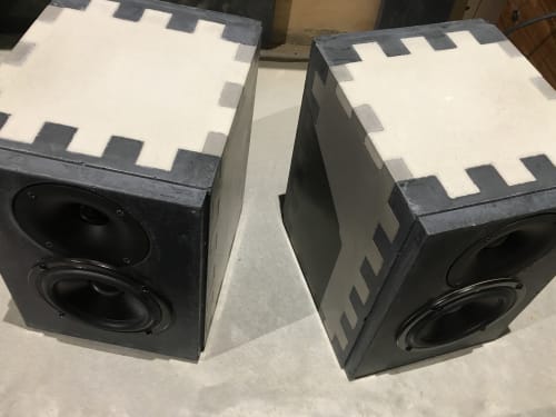 Concrete speakers | Hardware by Michael Karmody | Brick Coworkshop in Holyoke