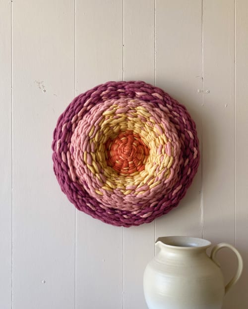 Dusk at the Sea Circular Woven Painting | Wall Hangings by Emily Nicolaides