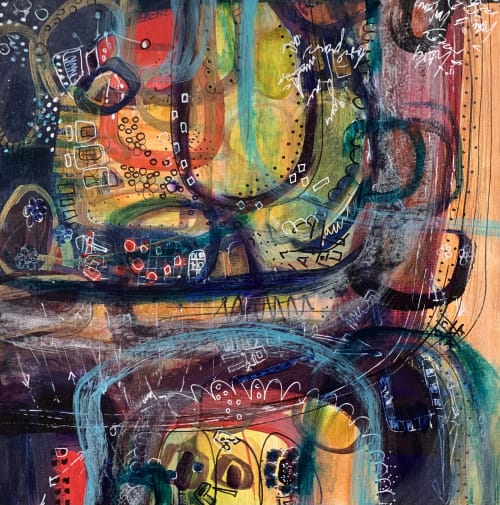 Go On Tell Me Another Tale | Oil And Acrylic Painting in Paintings by Darlene Watson Abstract Artist