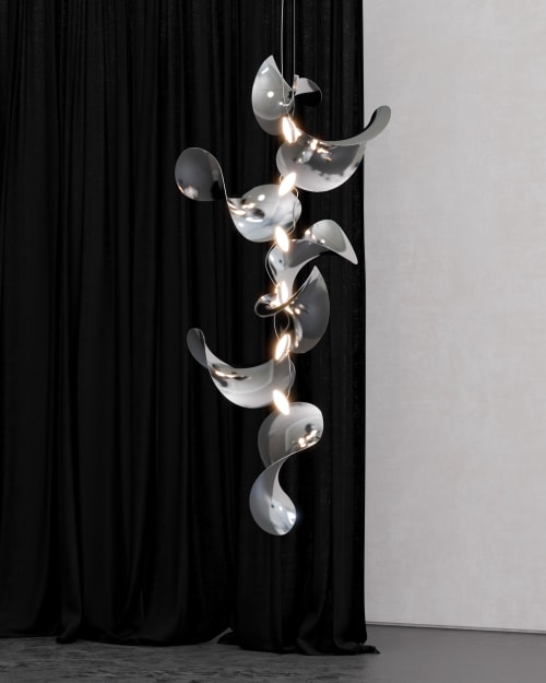 Dune 8 Vertical Cluster in Metallic Tones Pendant Light | Chandeliers by MOSS Objects