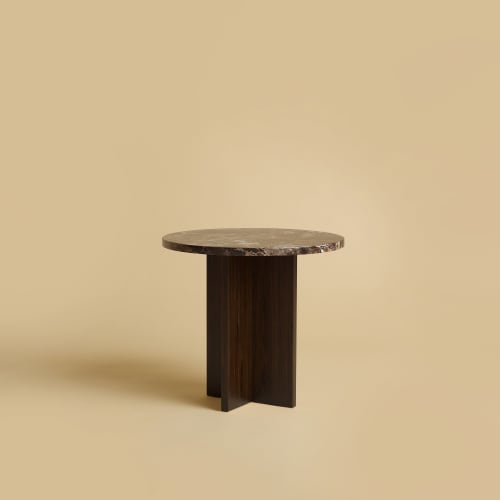 Dark Marble and Oak Side Table - SHERMAN by Lebanto | Tables by Lebanto