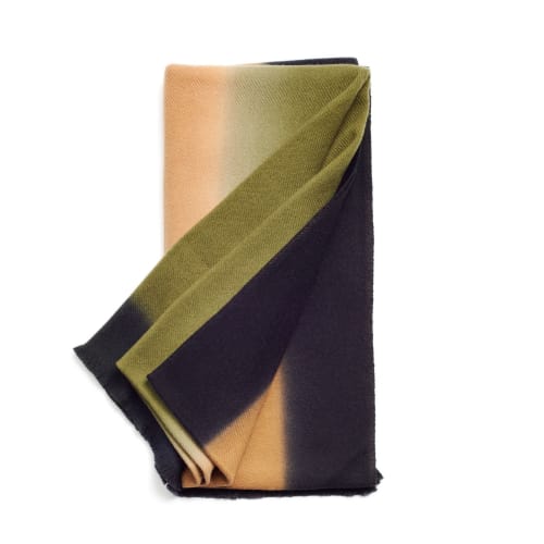 Olyv Brown Green Handloom Merino Throw | Linens & Bedding by Studio Variously