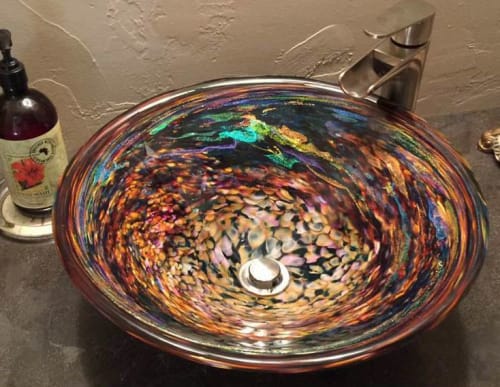 "Orion's Nebula" - Blown Glass Sink | Water Fixtures by White Elk's Visions in Glass - Marty White Elk Holmes