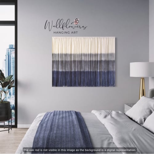 SEA STORM Blue Grey Ombré Textile Wall Hanging | Macrame Wall Hanging in Wall Hangings by Wallflowers Hanging Art