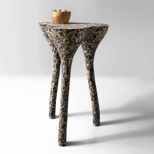 Beige Stone High Side Table - Tripod Series in Bio Concrete | Tables by Donatas Žukauskas