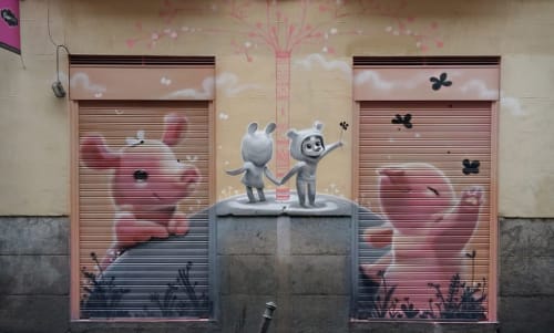 Animal Friendship 2 | Murals by Animalitoland | Veggie Room in Madrid