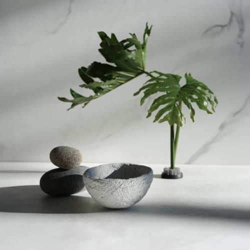 Medium Treasure Bowl in Textured Alpine White Concrete | Decorative Objects by Carolyn Powers Designs