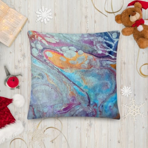 Nebulous IV-marbling art printed on square pillow | Pillows by Meanmagenta Marbling & Photography