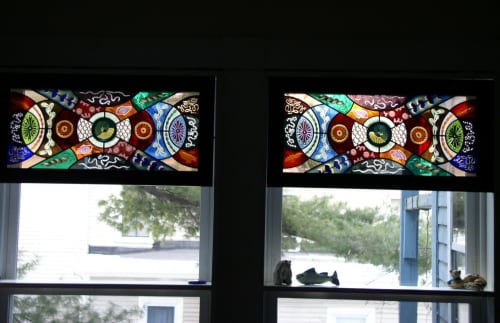 Sandblasted hand-made stained glass panels | Art & Wall Decor by Kate Gakenheimer Stained Glass
