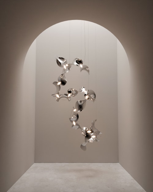 Dune 12 Spiral in Metallic Tones Pendant Light | Chandeliers by MOSS Objects