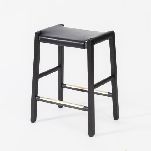 Saddle Counter Stool with Slung Leather Seat | Chairs by Christopher Solar Design