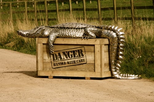Crocodile on a Crate | Sculptures by Michael Turner Studios