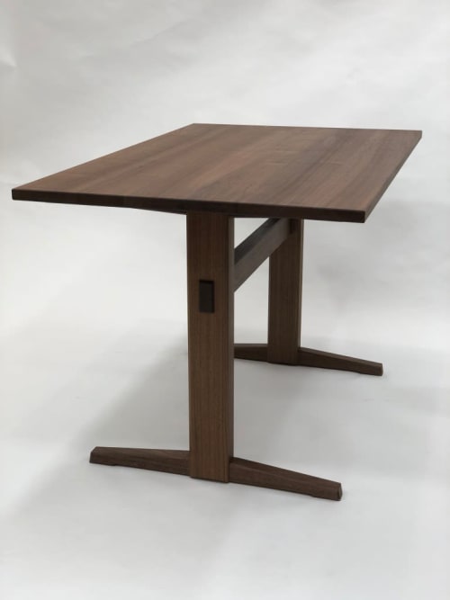 Trestle Table with Center Uprights in Walnut | Tables by Brian Holcombe Woodworker