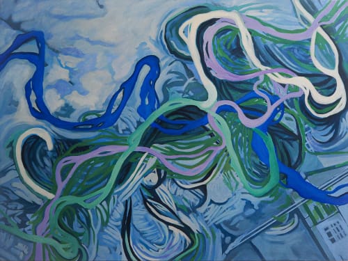 Blue Meander | Oil And Acrylic Painting in Paintings by Anne Blenker