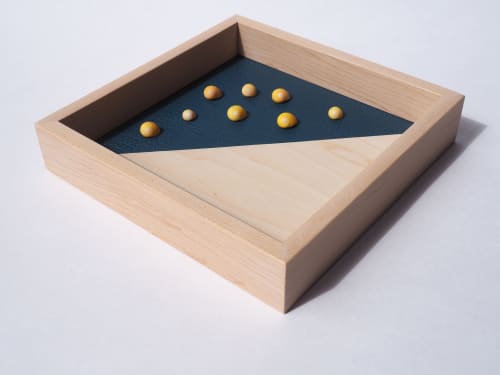 "Square town" wood & leather storage tray | Decorative Tray in Decorative Objects by Atelier C.U.B