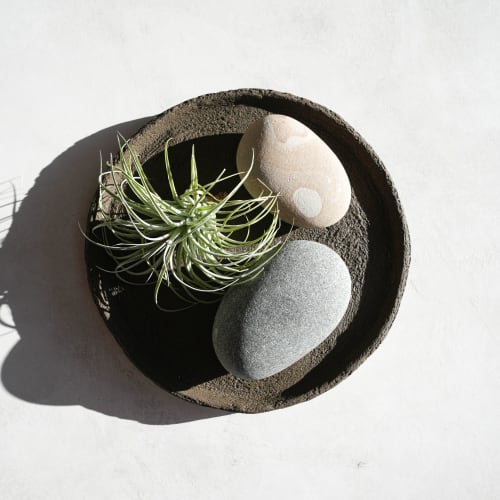 Large Round Tray in Earth Brown Concrete | Decorative Tray in Decorative Objects by Carolyn Powers Designs