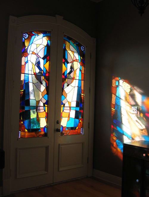 Residential artglass door pair | Interior Design by Warren Simmons