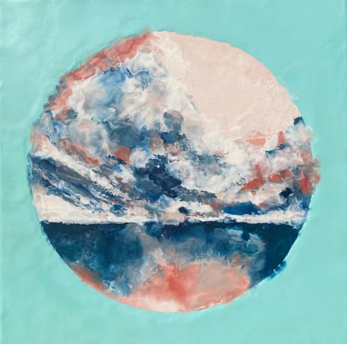 Pink Sky (Encaustic) | Oil And Acrylic Painting in Paintings by Caylin Rose Janet