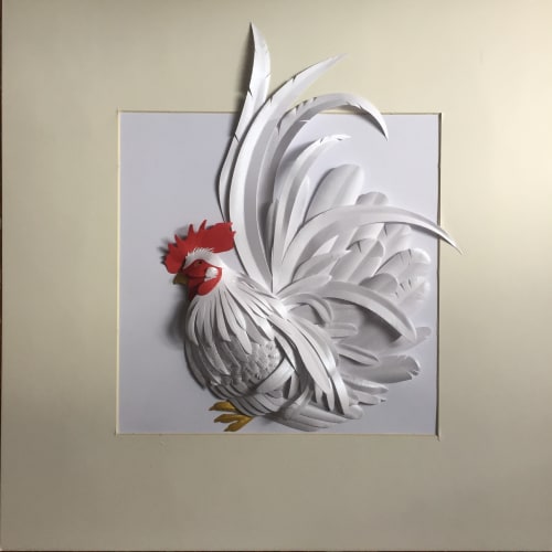 White rooster | Mixed Media by carlo urgese