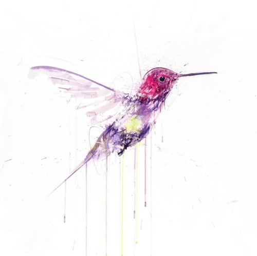Hummingbird I (Gold Leaf Version) | Paintings by Dave White