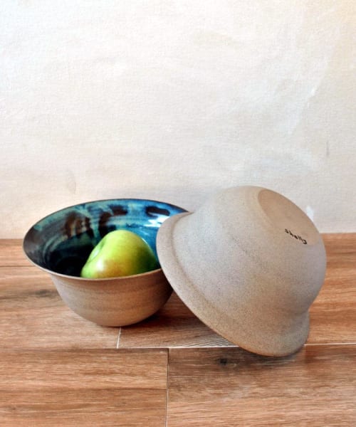 Blue Ceramic Bowl Set Of 2 | Serving Bowl in Serveware by ShellyClayspot