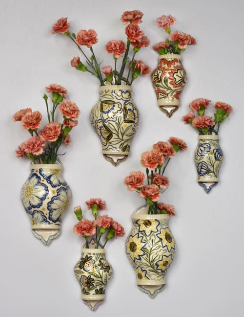 Handmade Wall Vases | Vases & Vessels by Audry Deal-McEver Pottery | Private Residence, Nashville, Tennessee in Nashville