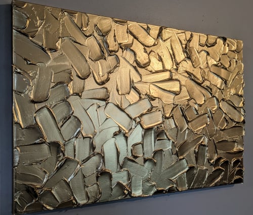 Texture Painting Abstract Gold Metallic Wall Art | Mixed Media in Paintings by Amber Lamoreaux Art
