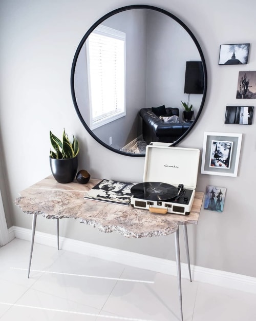 Titanium White Waxed Maple Burl Desk/Console | Tables by Lumberlust Designs