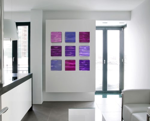 Wall of Color, Purples, 9 panels, by Paula Gibbs | Paintings by Paula Gibbs | Tucson in Tucson
