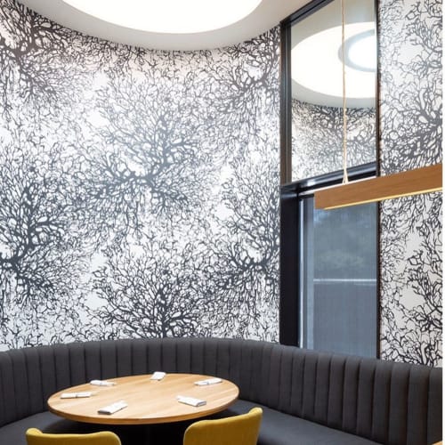 Gorgonian in Charcoal | Wall Treatments by Jill Malek Wallpaper | Uptown Sushi in Houston