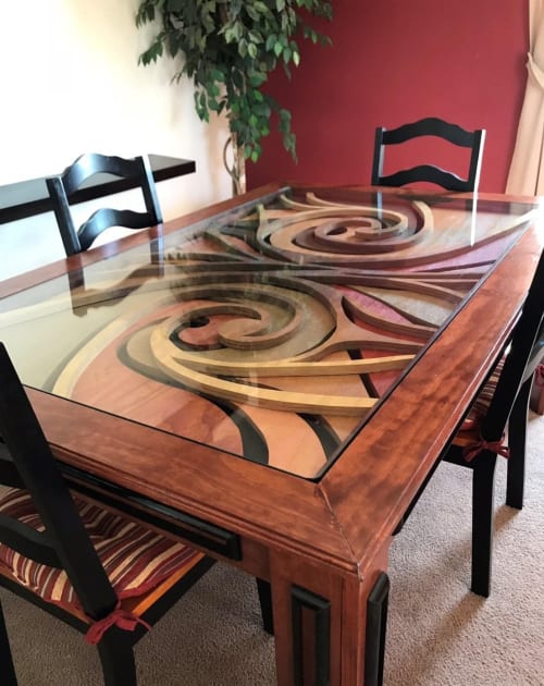 Abstract Sculptural Painting Dining Table by Mitchell’s Unique