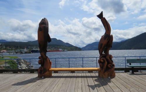 Port Alberni Salmon Bench | Public Sculptures by Toso Wood Works | Harbour Quay in Port Alberni