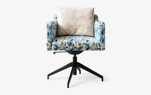 Papillonne Blue Kenzo Swivel Black Office Chair | Chairs by LAGU