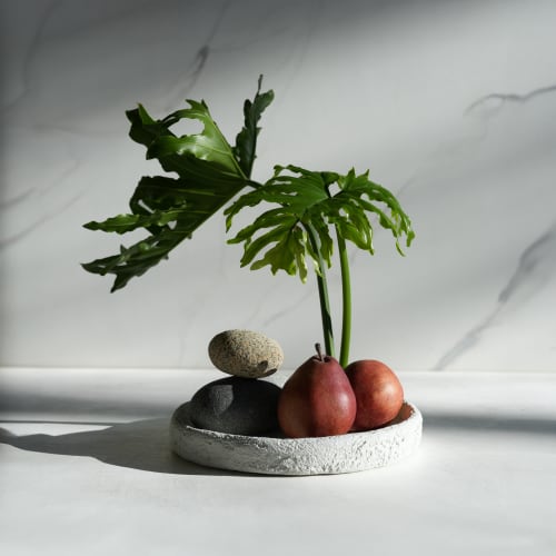 Textured Tray in Alpine White Concrete | Decorative Objects by Carolyn Powers Designs