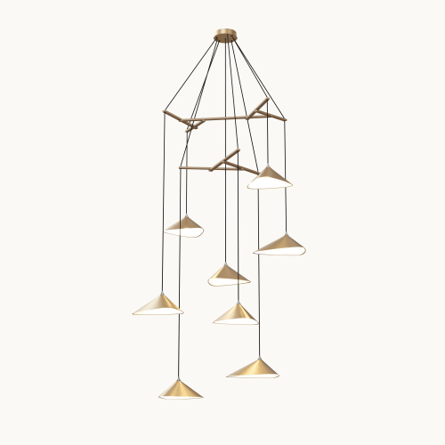 Emily V8 Pendant Light – Gold Semi-Matte | Chandeliers by MOSS Objects