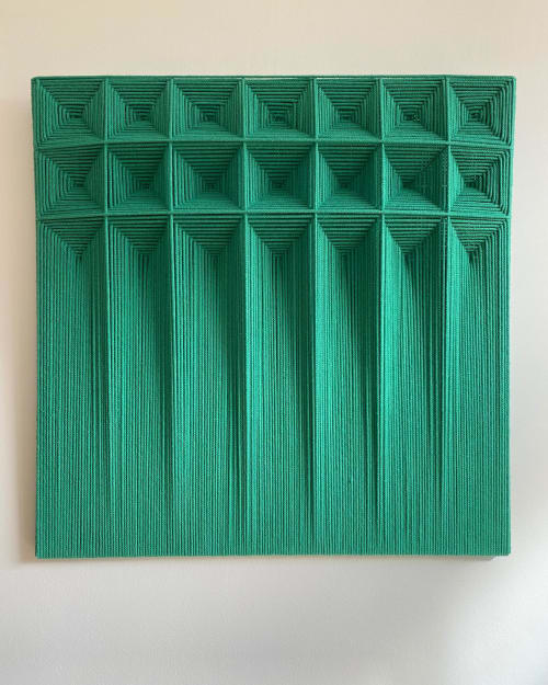 Linescapes Grid - Green | Wall Hangings by Fault Lines