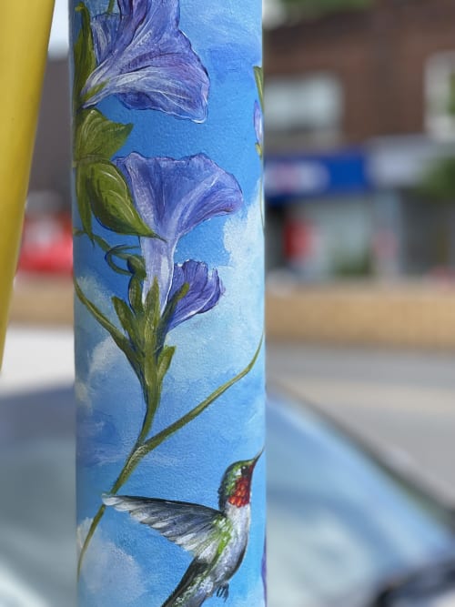 Hummingbirds and Morning Glories | Street Murals by Murals By Marg