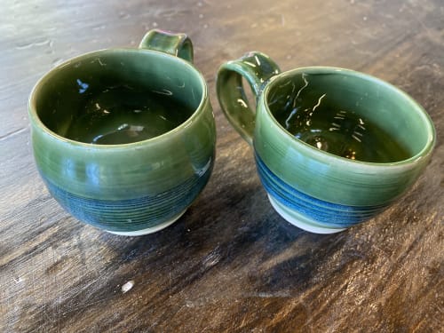 green and blue mugs | Cups by Luminous Ceramics