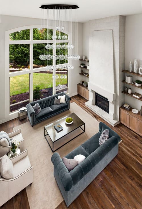 Vine Carousel Modern Chandelier - Clear Artisan Glass Globes | Pendants by Galilee Lighting