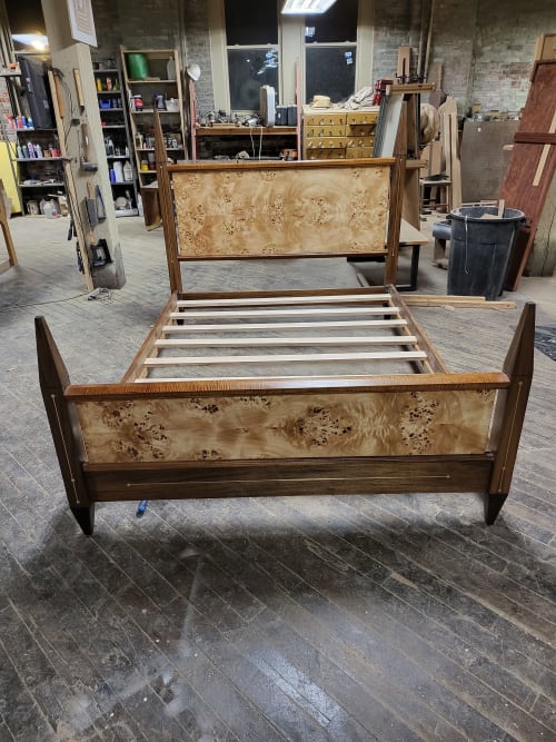 Mozambique and Mappa Burl Bed | Beds & Accessories by Donald Mee Design