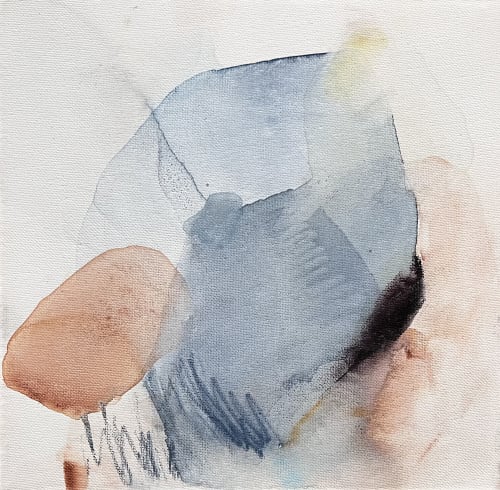 Abstract Painting on Square Canvas in Blue Gray | Oil And Acrylic Painting in Paintings by Arohika Verma