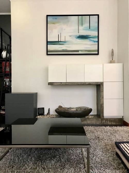 Juxtaposed  Winter Reflections   Oil & Sand on Canvas | Paintings by Michele Krauss