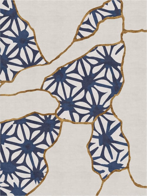KINTSUGI (indigo, porcelain) | Rugs by Emma Gardner Design, LLC | New York, NY  Studio in New York